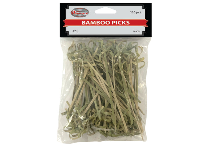 Winco PK-KT3 to PK-KT7, 3"L, 4"L and 7"L 100pcs/pk Knotted Top Bamboo Picks