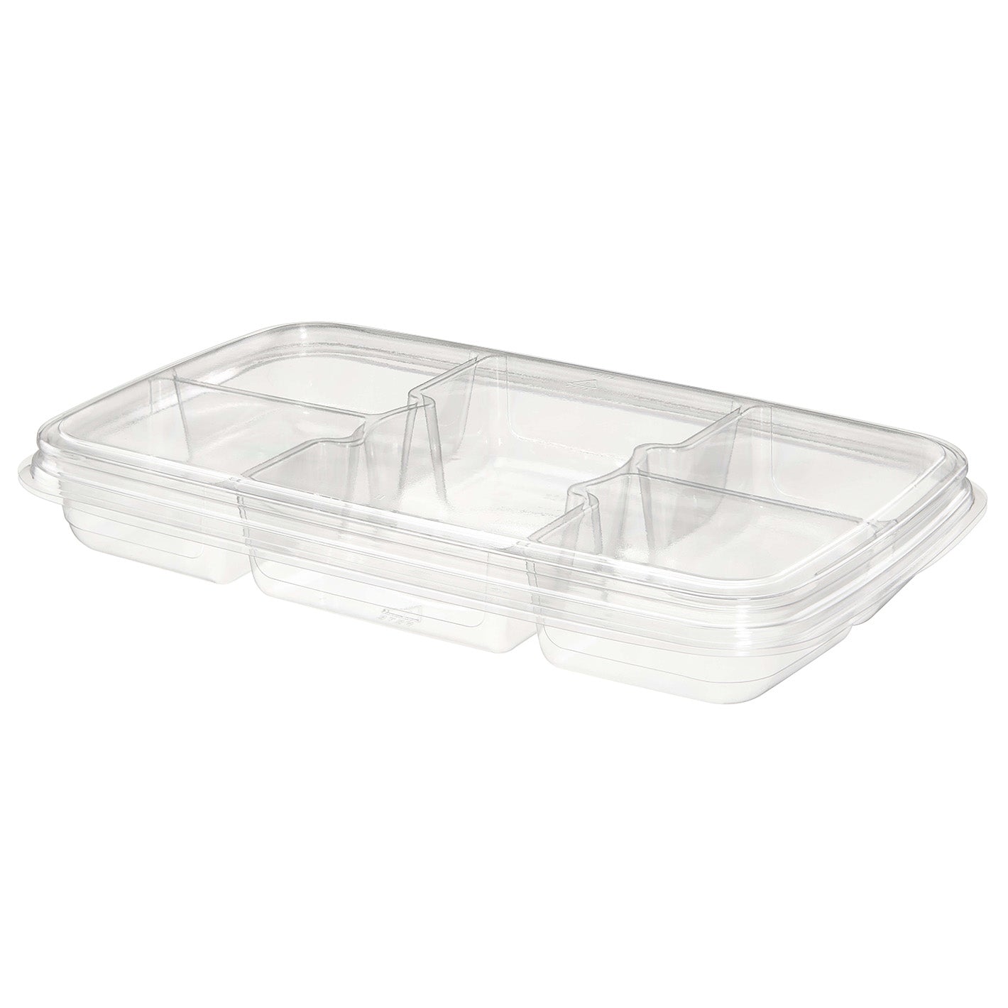 40oz Clear 5 Compartment Leak Resistant Food Storage Container 11"x7"