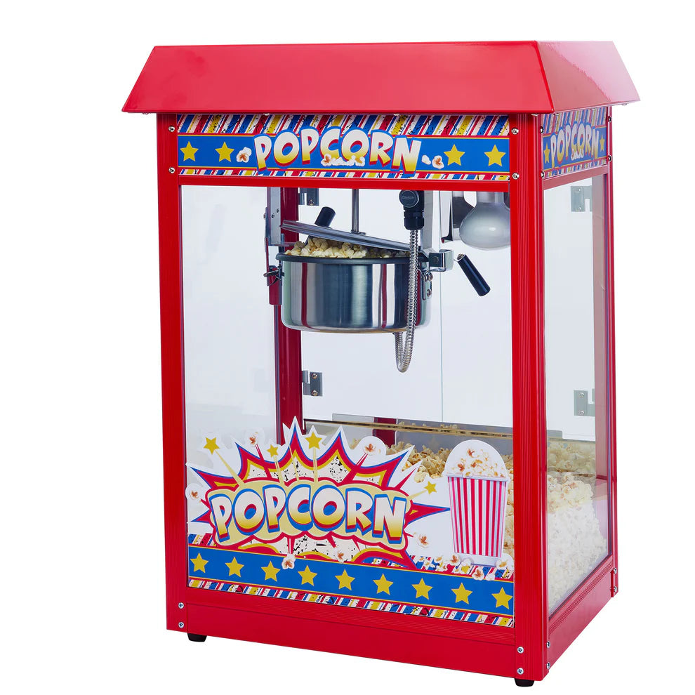 Winco POP-8R, 8oz 120V Red Electric Popcorn Machine, Teflon Bowl