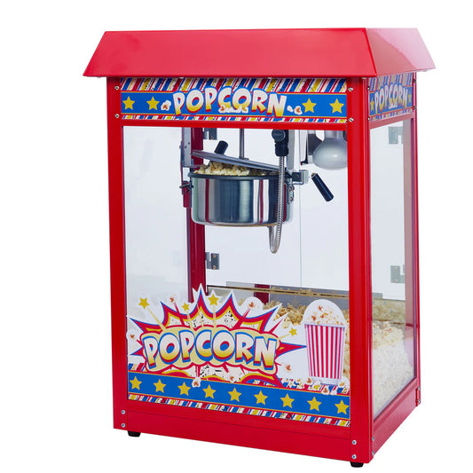 Winco POP-8R, 8oz 120V Red Electric Popcorn Machine, Teflon Bowl