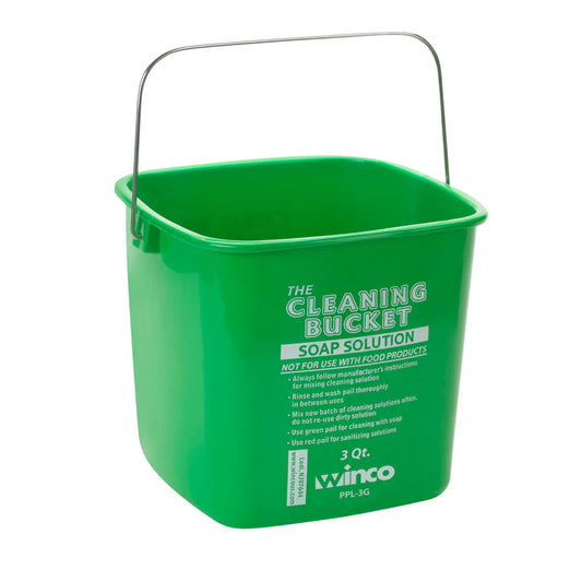 Winco PPL-3G-6R, 3qt/6qt Green, Red Soap Sanitizing Cleaning Bucket