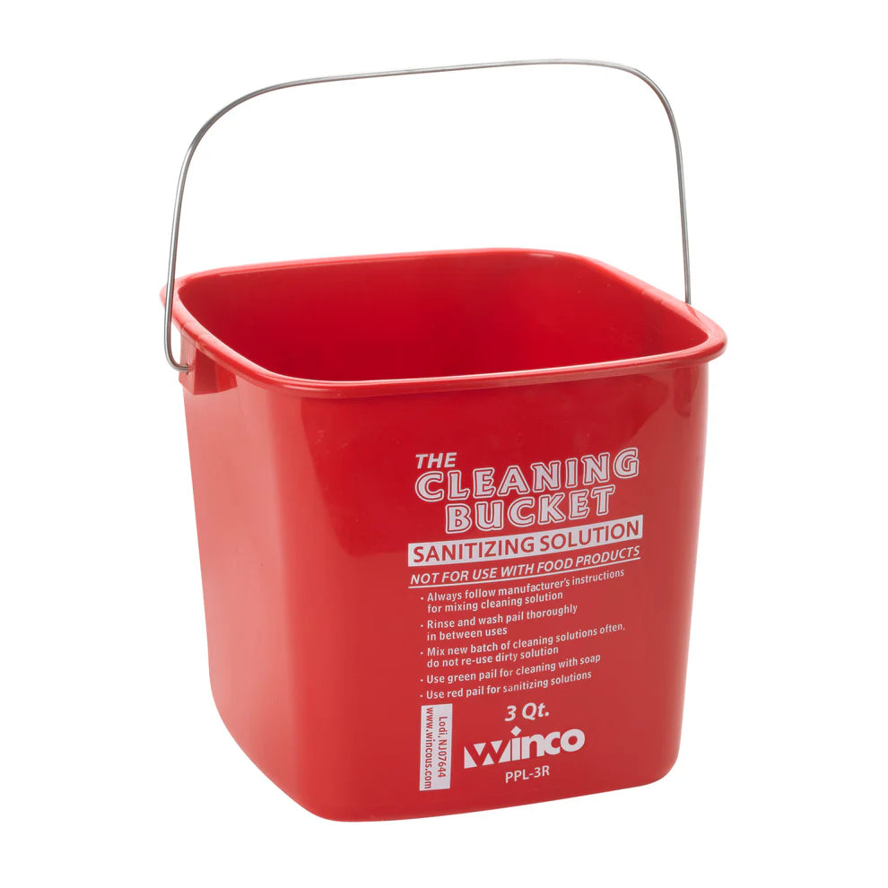 Winco PPL-3G-6R, 3qt/6qt Green, Red Soap Sanitizing Cleaning Bucket