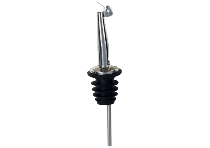 Winco PPM-4C Black Plastic Stopper Tapered Spout & Hinged Cap Metal Pourers