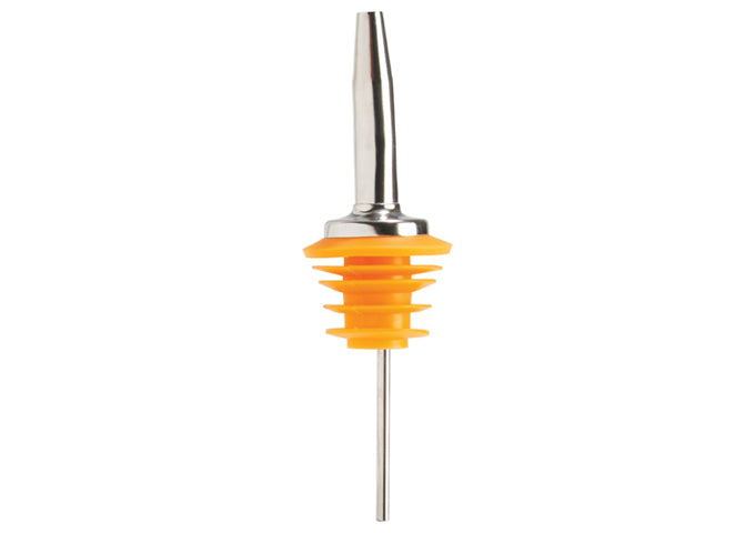 Winco PPM-6 Medium Flow, Yellow Plastic Stopper, Oversized, Tapered Spout Metal Pourer