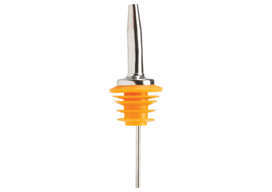 Winco PPM-6 Medium Flow, Yellow Plastic Stopper, Oversized, Tapered Spout Metal Pourer