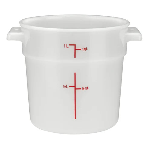 Winco PPRC-12W to 8W, 1qt to 22qtcWhite PP Round Storage Container, EA