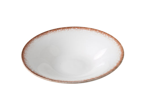 Yanco Soup Plate PR-409 offers a beautifully rustic touch to your tabletop with its warm brown rim and classic white center. Ideal for serving soups, stews, or brothy pastas, this 9 oz plate combines depth and elegance in a functional design. Part of the Porto collection, it’s made from durable porcelain with a glazed finish that ensures long-lasting performance in both casual and upscale dining settings.