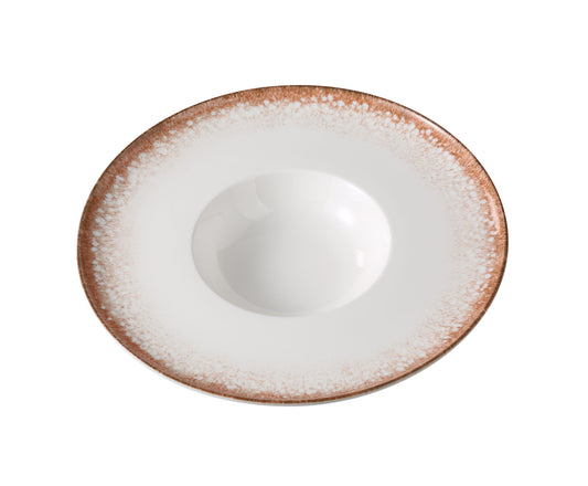 Yanco Dessert Plate PR-611 brings understated elegance to the final course with its signature earthy brown rim and classic white center. With a 9 oz capacity and wide, gently sloped design, this plate is perfect for serving desserts, small appetizers, or side salads. Crafted from durable porcelain, it blends rustic charm with practical performance, ideal for any dining establishment seeking a warm, artisanal presentation.