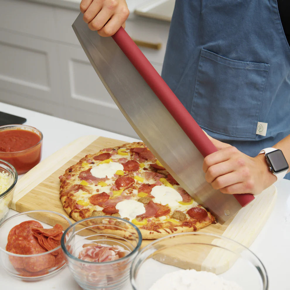Winco PR18-R, 18-Inch Old Stone, Pizza Rocker with Comfort Grip Handle