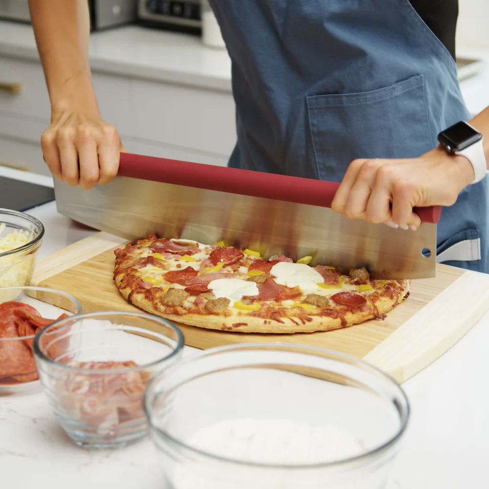 Winco PR18-R, 18-Inch Old Stone, Pizza Rocker with Comfort Grip Handle