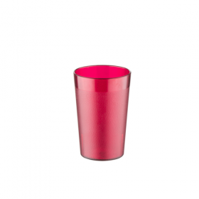 Stanton Trading 9-1/2ounce tumbler in a red color with a pebbled texture for a secure grip. Made from durable plastic, this tumbler is lightweight and ideal for serving beverages in restaurants, cafeterias, and healthcare facilities. It is commonly sold in packs of 12 for convenient bulk use.