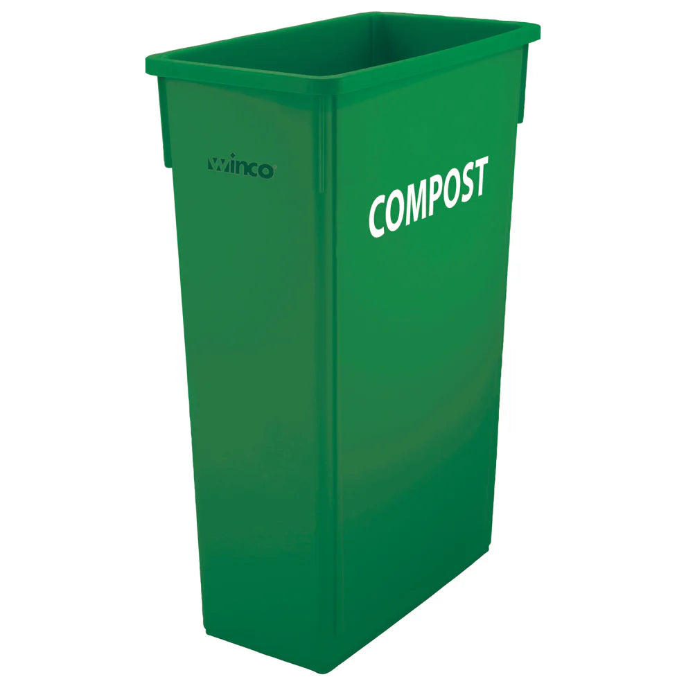 Winco PTC-23B-23SG, 23gal Slender Trash Cans in Various Colors