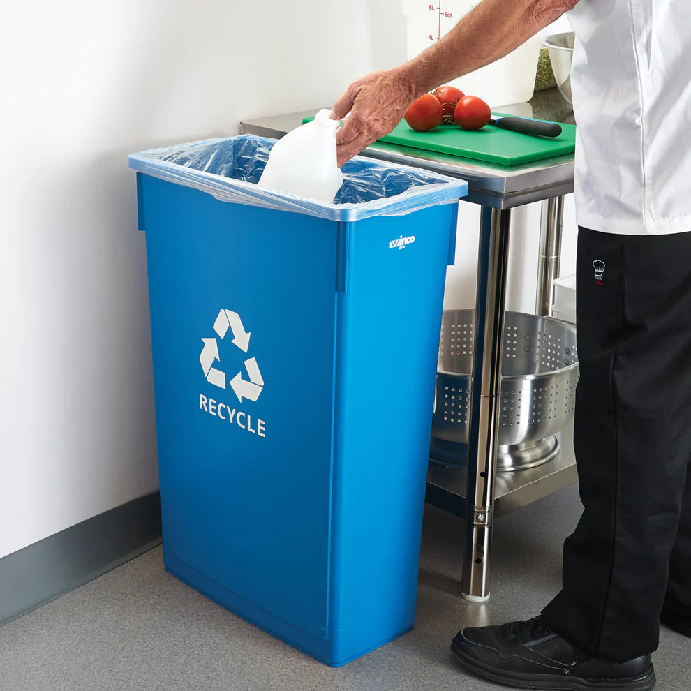 Winco PTC-23B-23SG, 23gal Slender Trash Cans in Various Colors