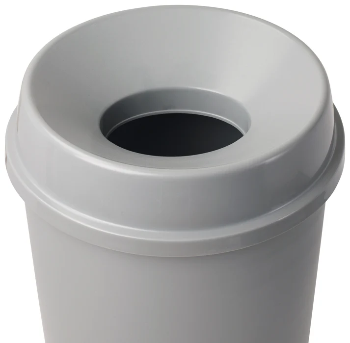 Round Lid for PTCR-22G 12/Pack is a trash can lid designed for use with the Winco PTCR-22G 22 gallon trash can. This lid features a funnel top design to allow for hands-free waste disposal. Trash can is sold separately.