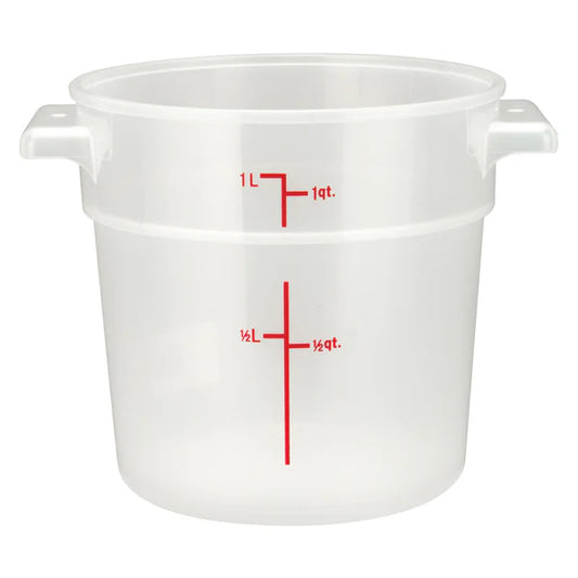 Winco PTRC-1 to 8, 1qt-22qt Translucent PP Round Storage Container, EA