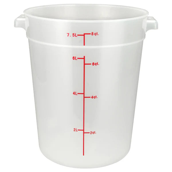 Winco PTRC-1 to 8, 1qt-22qt Translucent PP Round Storage Container, EA