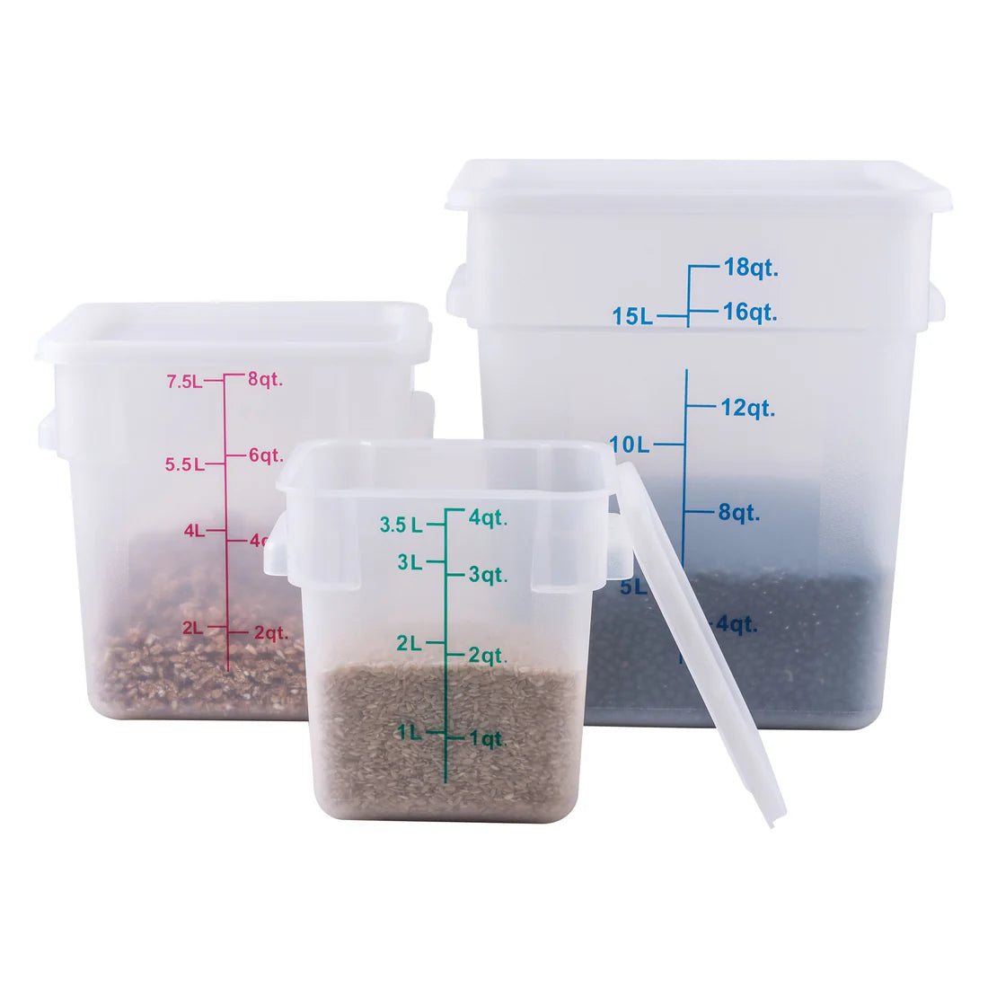 Winco PTSC-12 to 8, 4-22qt Translucent PP Square Storage Container, EA