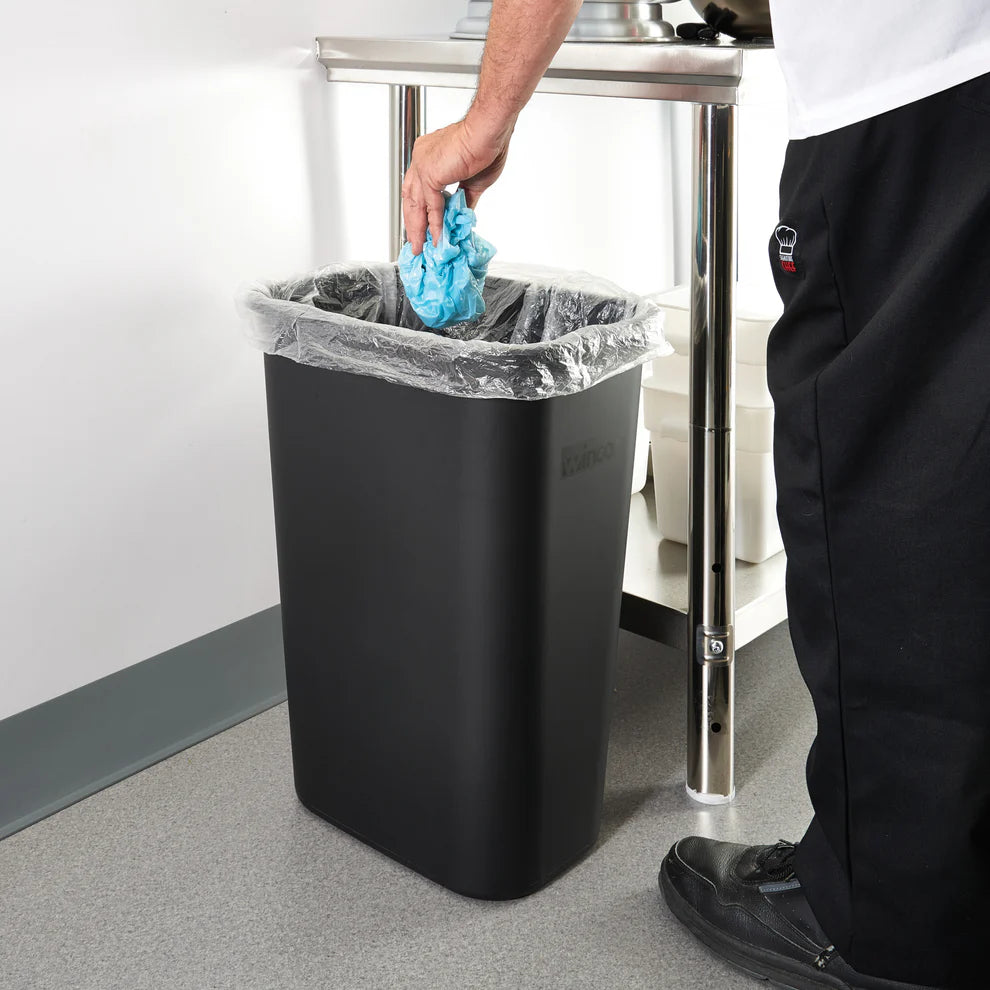Winco PWR-28BE to 41K, 28-41 Qt Rectangular LDPE Wastebaskets, EA