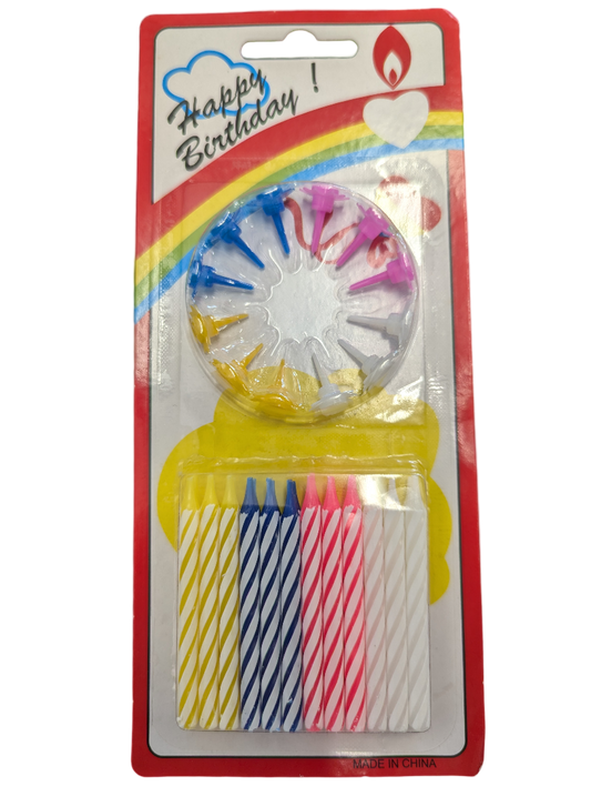  pink blue white yellow birthday candles 24 pack with holders colorful candles birthday cake decorations long-lasting burn bright cheerful flame easy placement secure holders festive celebration multiple uses
