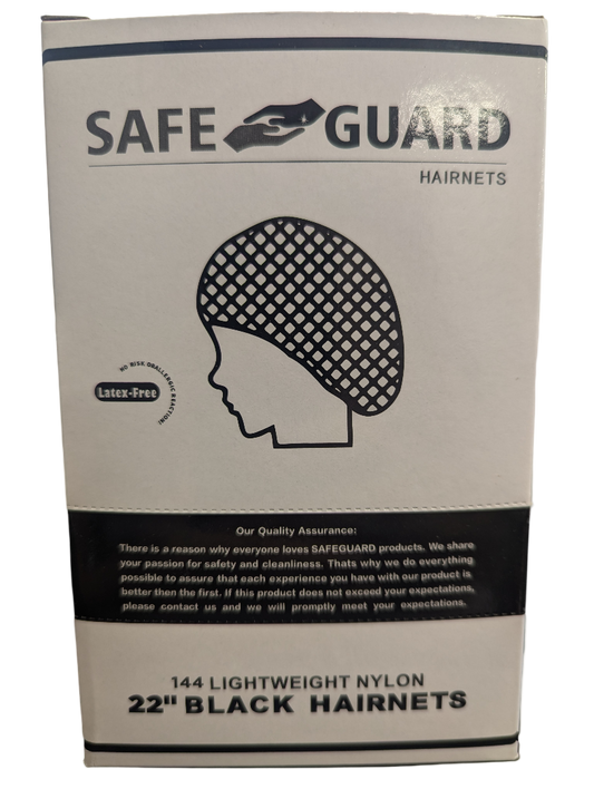 lightweight nylon black hairnet 22 inch secure fit breathable material professional appearance bulk pack 144 hairnets hygienic solution food service healthcare