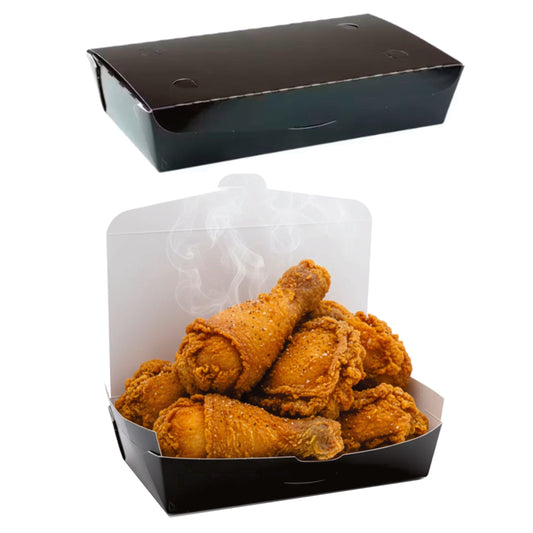#2 Black Paper Take Out Food Containers with Closeable Lid