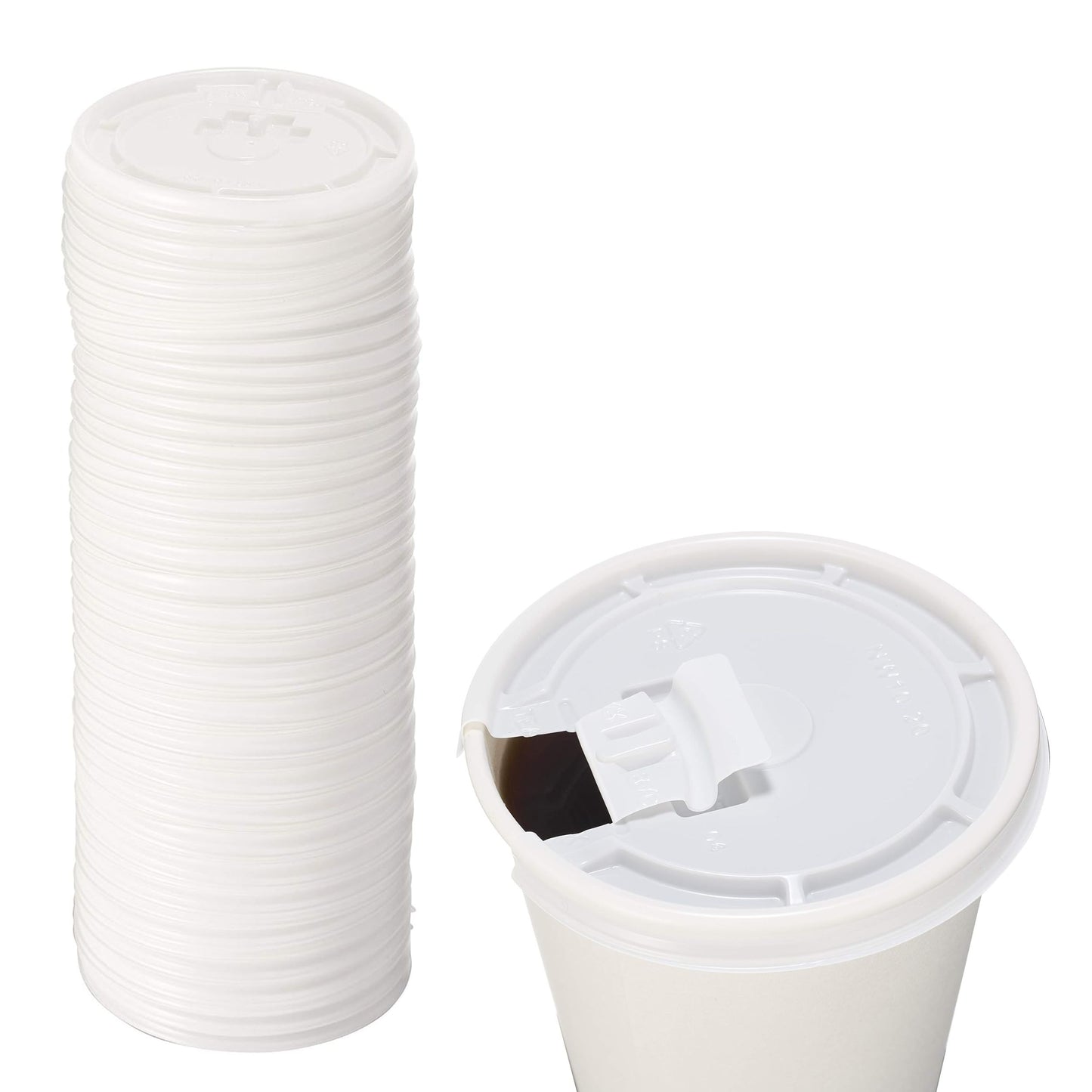 SOLO LB3081 8oz White Flat Tear Tab Lids for Hot Cups, For Deli Hot Coffee Cups, Tea Cups, Paper Cups, Lift Back and Lock Tab Cup Lids