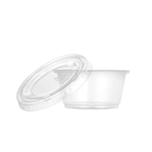 4oz Clear Leak Proof Plastic Condiment Souffle Containers with Lids, Disposable - Perfect for Sauces, Samples, Slime, Jello Shots, Food Storage