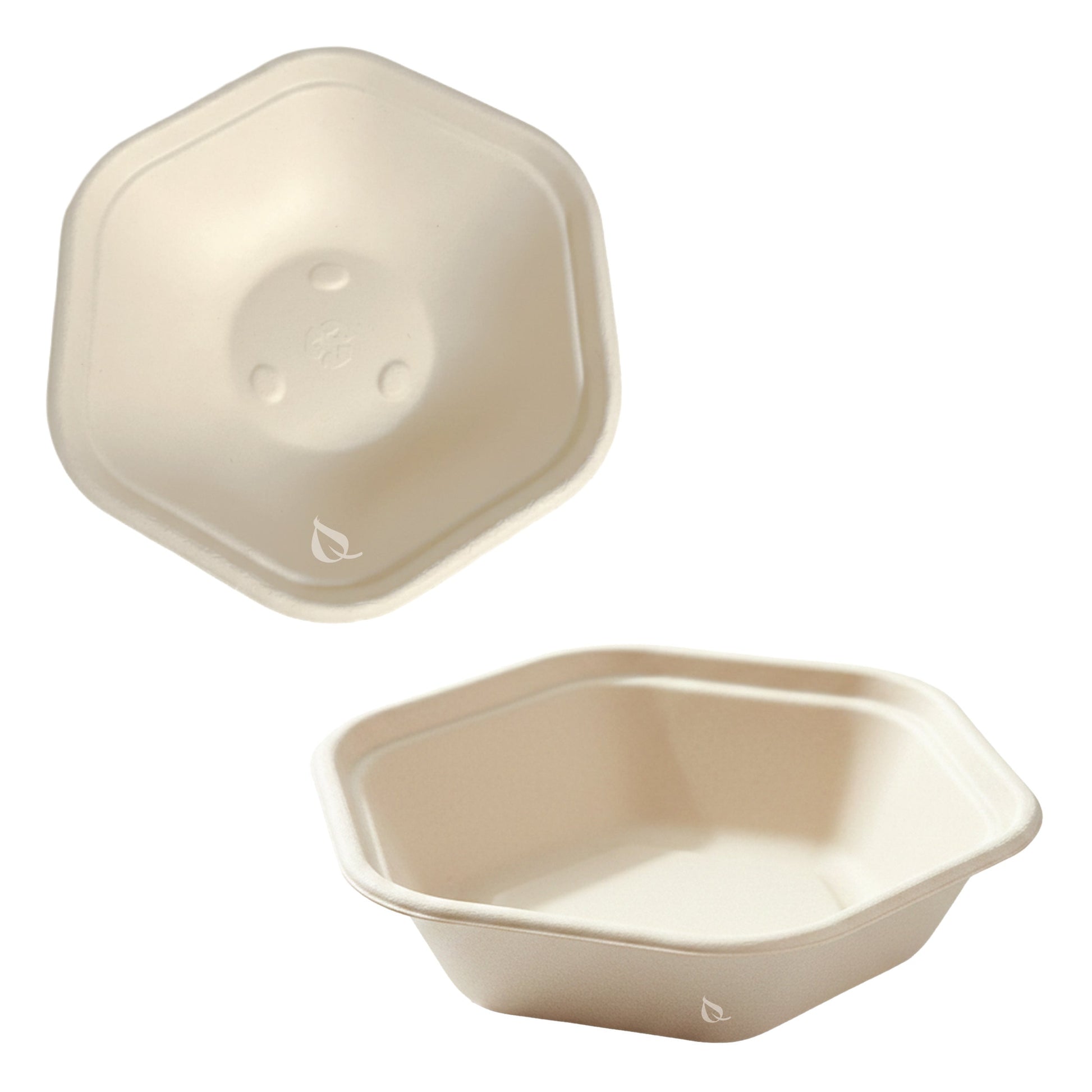 Hexagon 47oz disposable bowl made from sugarcane fiber compostable catering use