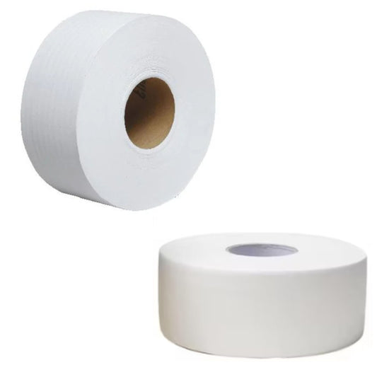 9" Diameter Toilet Paper Jumbo Roll Bathroom Tissue - 2-Ply White 1000 Feet Per Roll