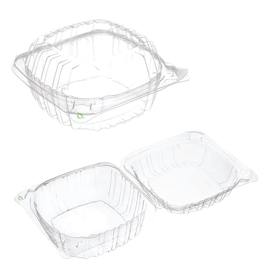 6" x 6" Clear Plastic Clamshell Take Out Food Container