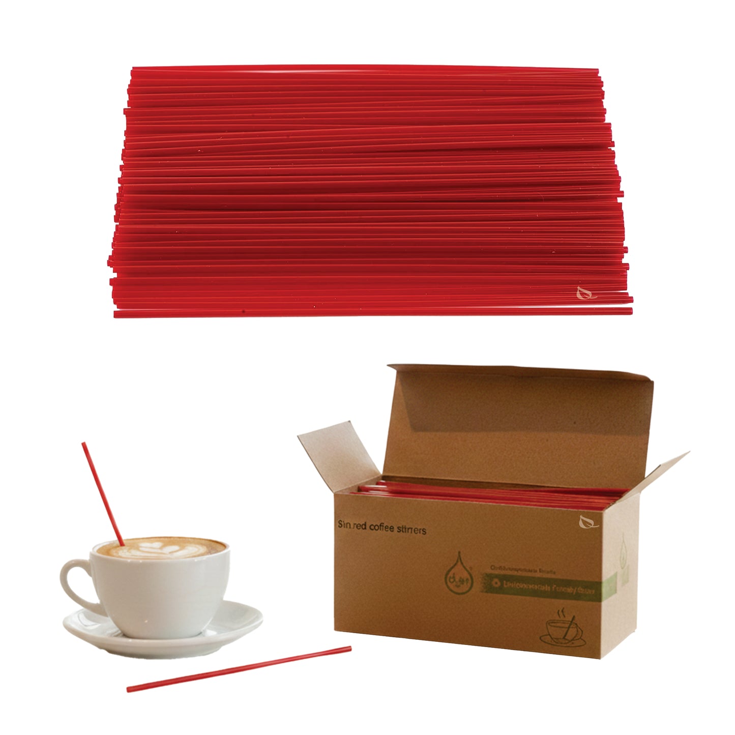 Compostable Plastic Stirrer, Bio Degradable, Eco Friendly, Sip Stirrer, Bar Stirrer, Sip Straw, For Coffee, Cocktail, Latte and Tea - Red