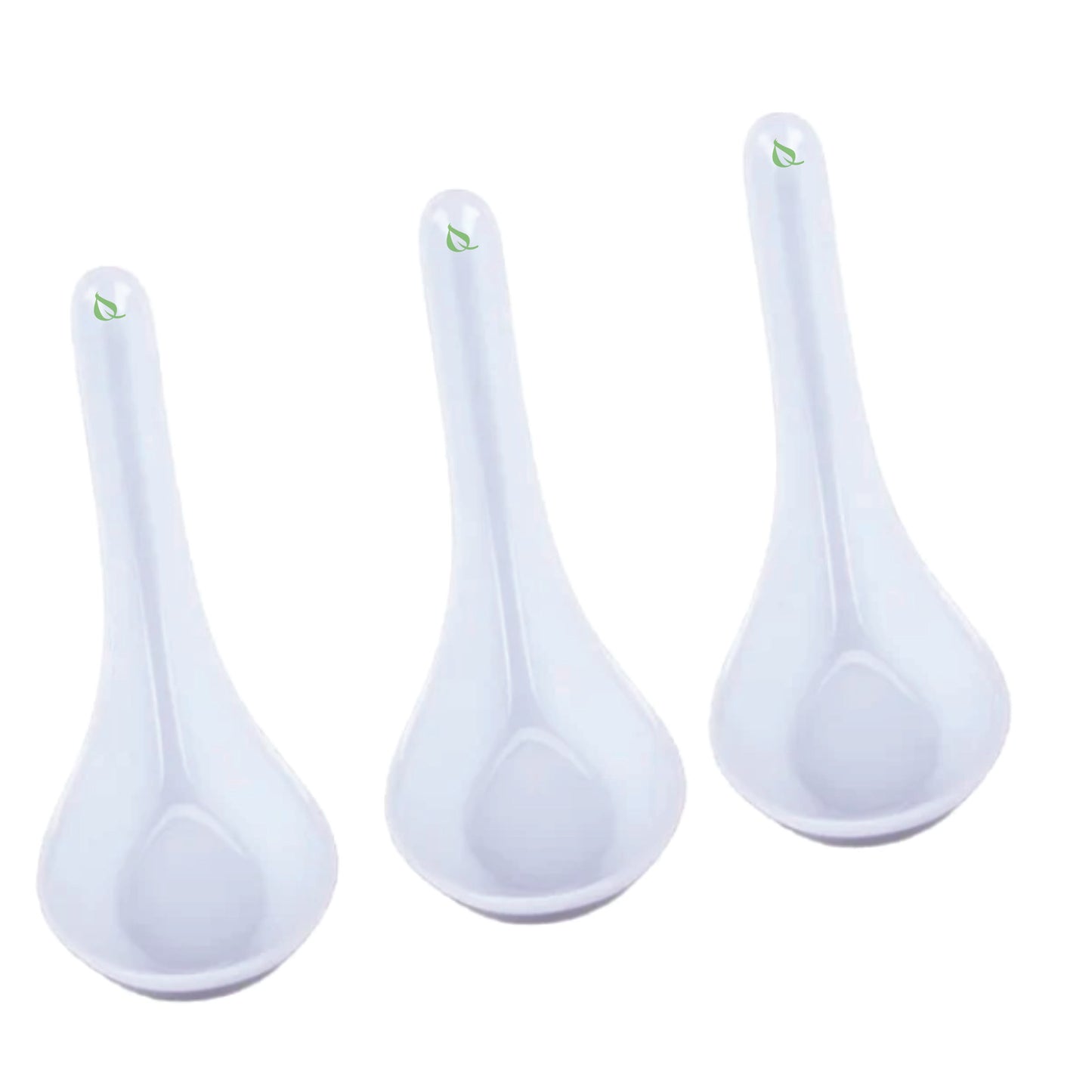 Asian White Plastic Disposable Dining Soup Spoons