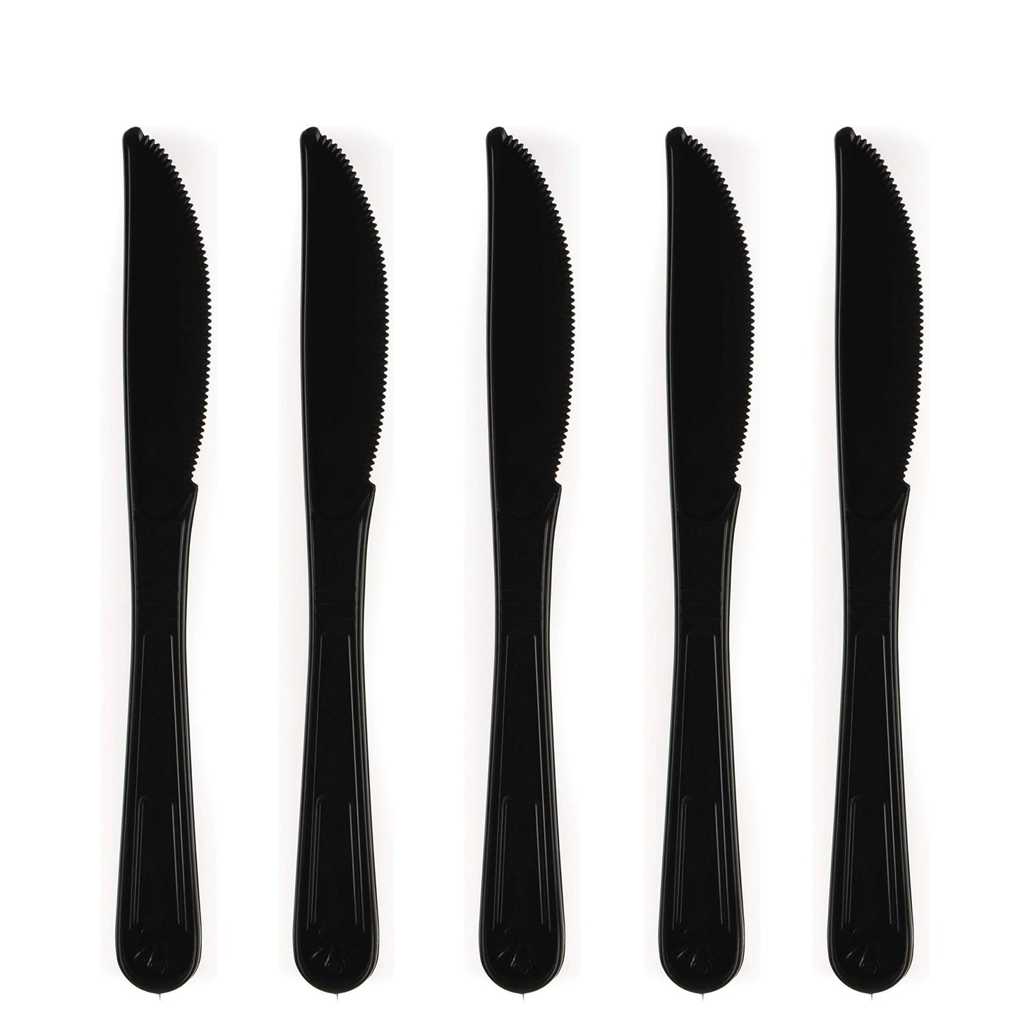 Disposable Plastic Heavy Weight Knives Black/White Unwrapped