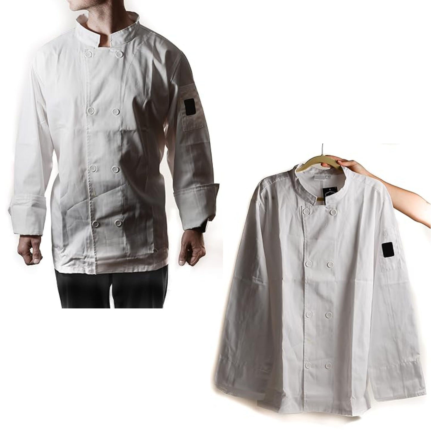 Unisex Chef Jacket Long Sleeves, Chef Coat - Restaurant Kitchen Chef Uniform Button Design
