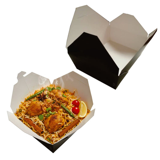 #1 Black Paper Take Out Food Containers with Closeable Lid