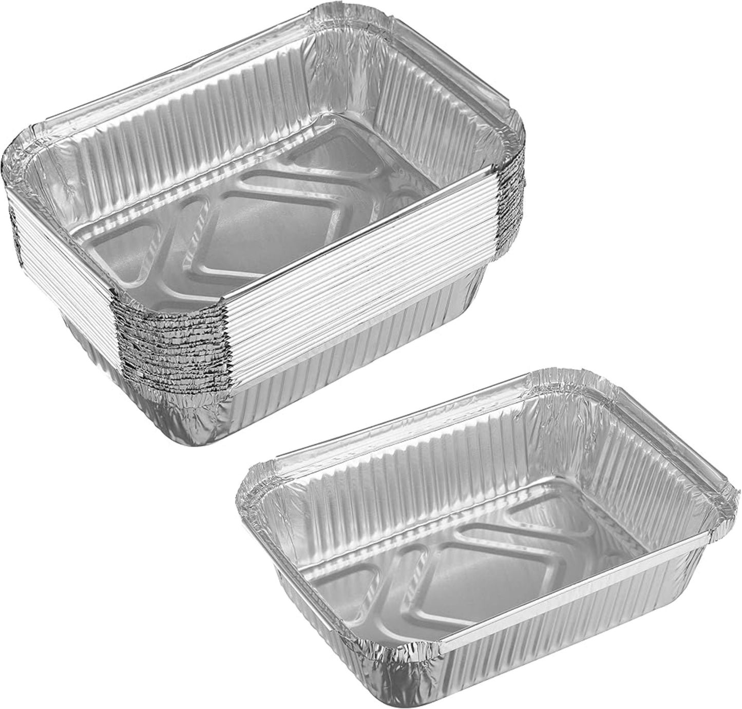 1lb Disposable Takeout Oblong Aluminum Foil Baking Pans with Dome Lids