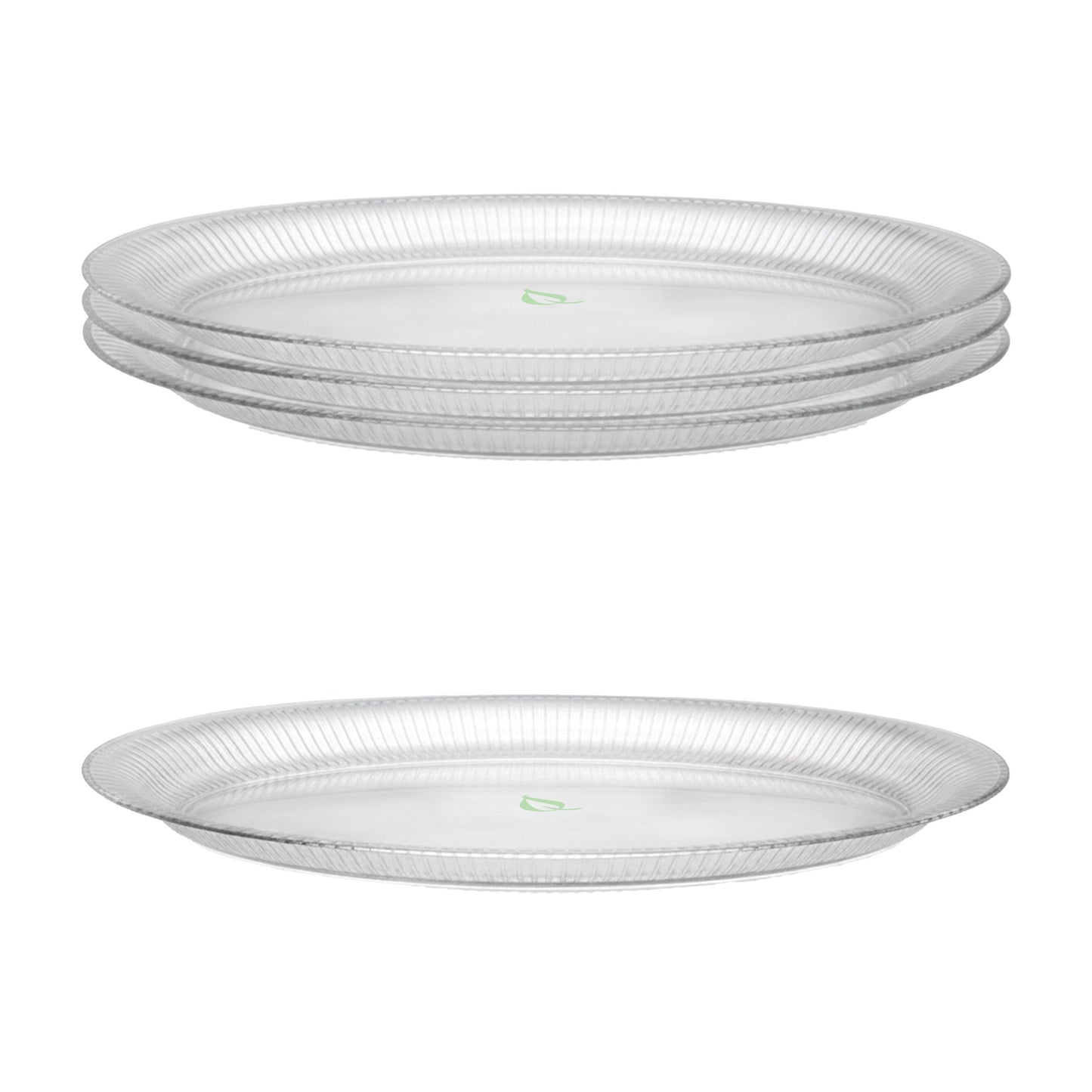 14"x21" Oval Ridged Plastic Serving Platter Tray