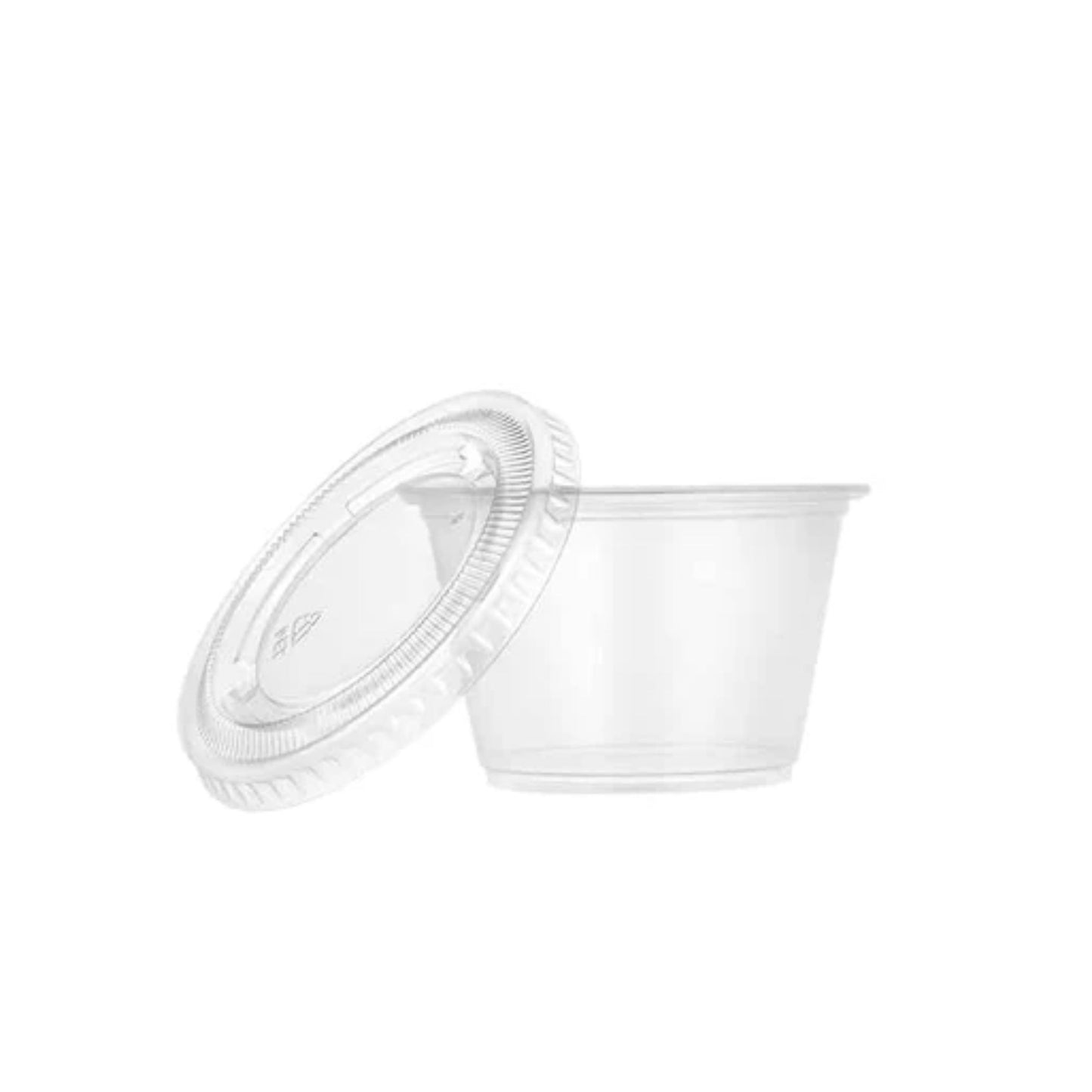 2oz Clear Leak Proof Plastic Condiment Souffle Containers with Lids, Disposable - Perfect for Sauces, Samples, Slime, Jello Shots, Food Storage