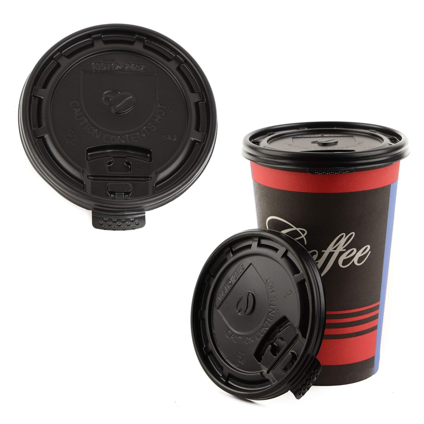 Black Flat Tear Back Lids for Hot Cup, Coffee Cup, Paper Cup - Universal Size Fits 10,12,16,20oz Disposable Cups - Black Coffee Cup Lids Standard 90mm