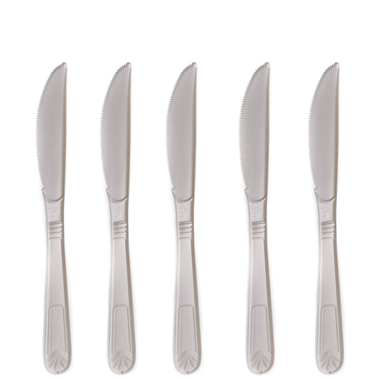 Disposable Plastic Heavy Weight Knives Black/White Unwrapped