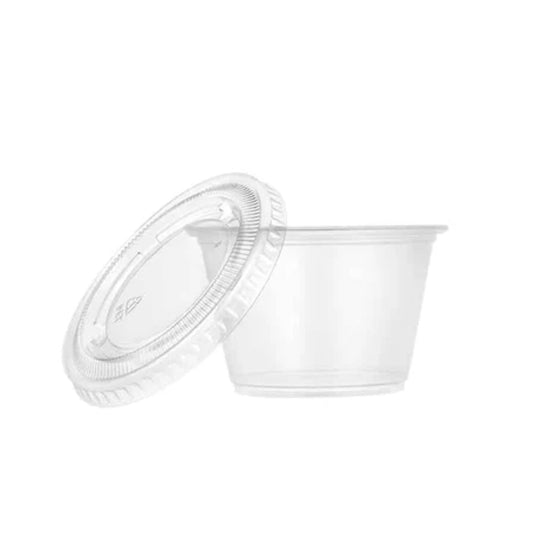 5oz Clear Leak Proof Plastic Condiment Souffle Containers with Lids, Disposable - Perfect for Sauces, Samples, Slime, Jello Shots, Food Storage