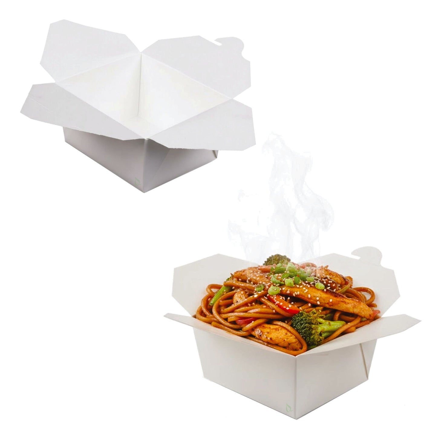 #1 White Paper Take Out Food Containers with Closeable Lid
