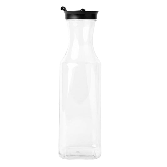 34oz Square Clear Plastic Pitcher with Black Lid