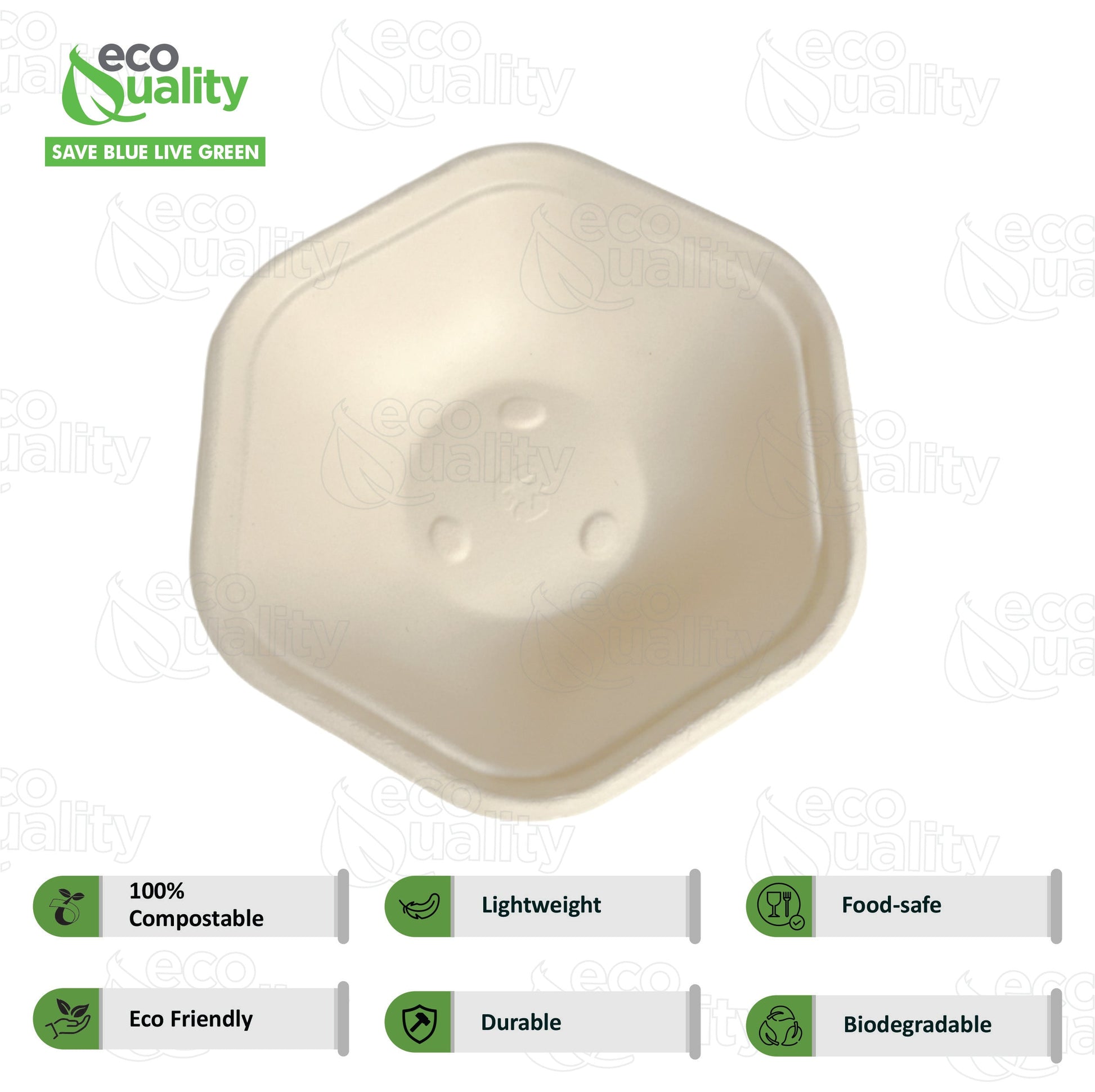 Hexagon 32oz disposable bowl made from sugarcane fiber compostable catering use