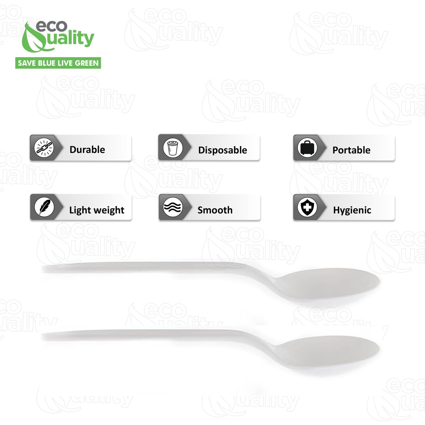 Disposable Plastic Medium Weight Spoon White/Black Unwrapped
