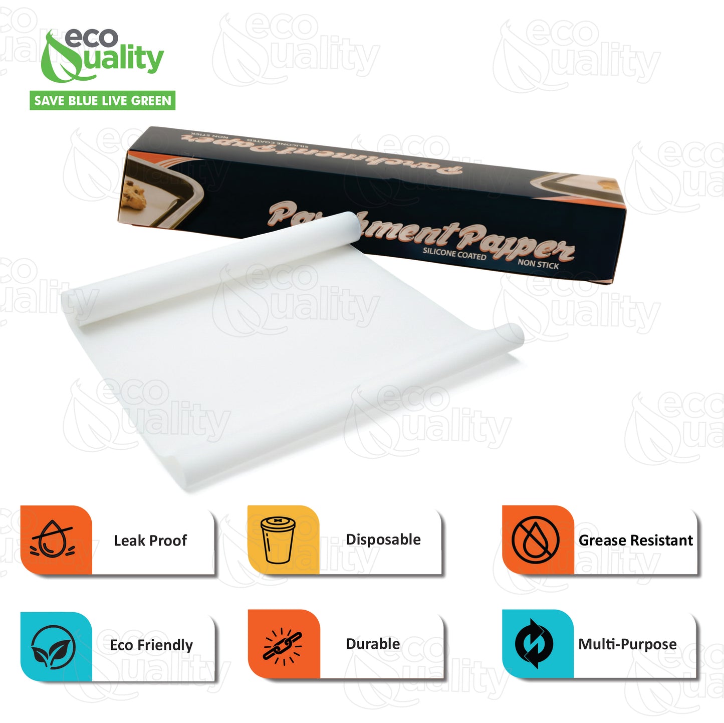 18" x 50' Premium Baking Parchment Paper Non Stick Roll with Box Cutter