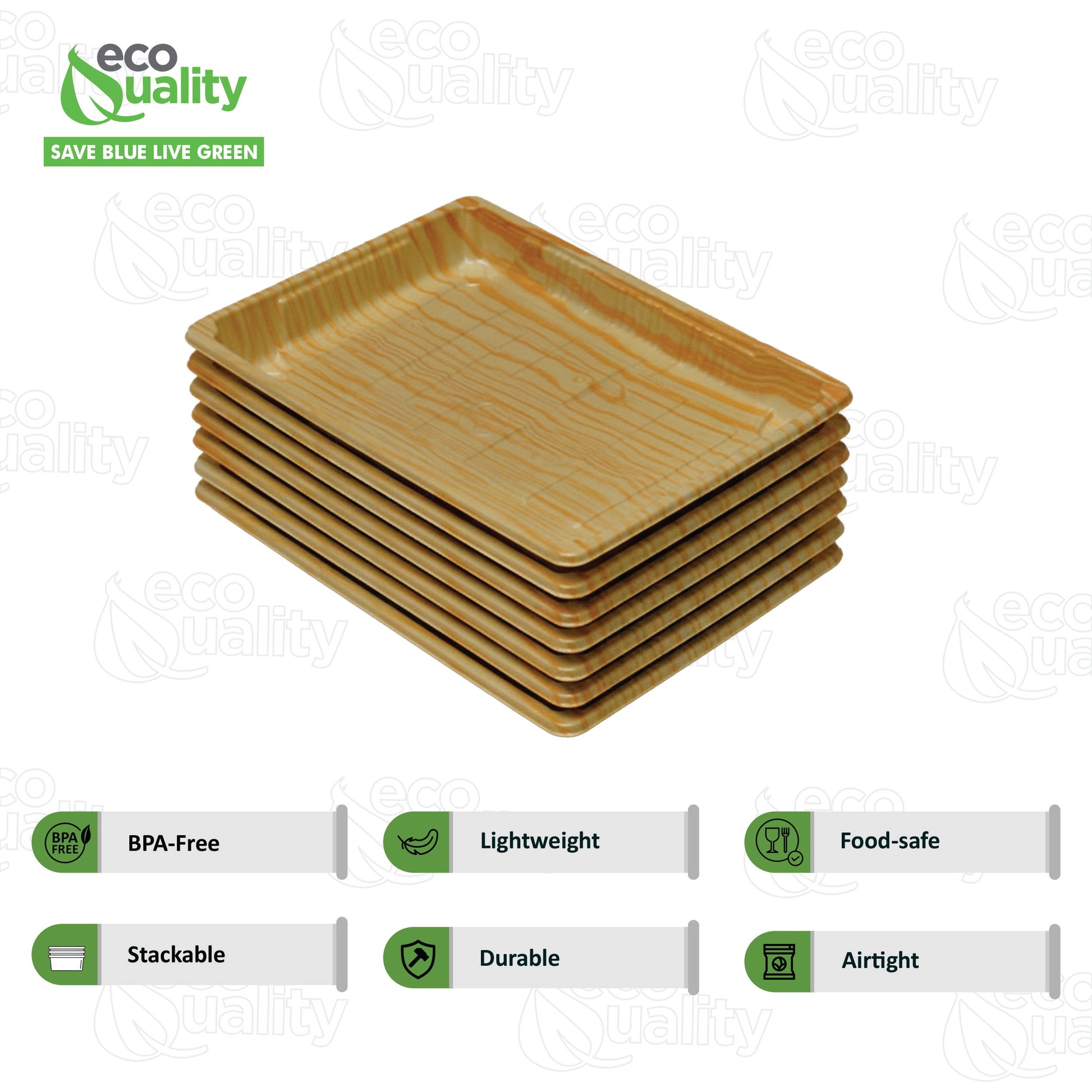 Rectangular bamboo look sushi container with clear plastic lid for takeout