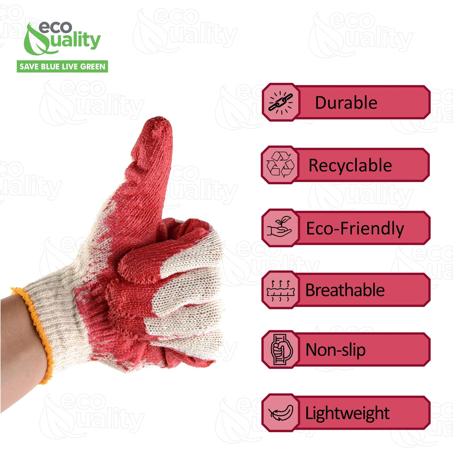 Work Gloves, Latex Dipped Nitrile Coated Gloves (Small, Medium, Large)