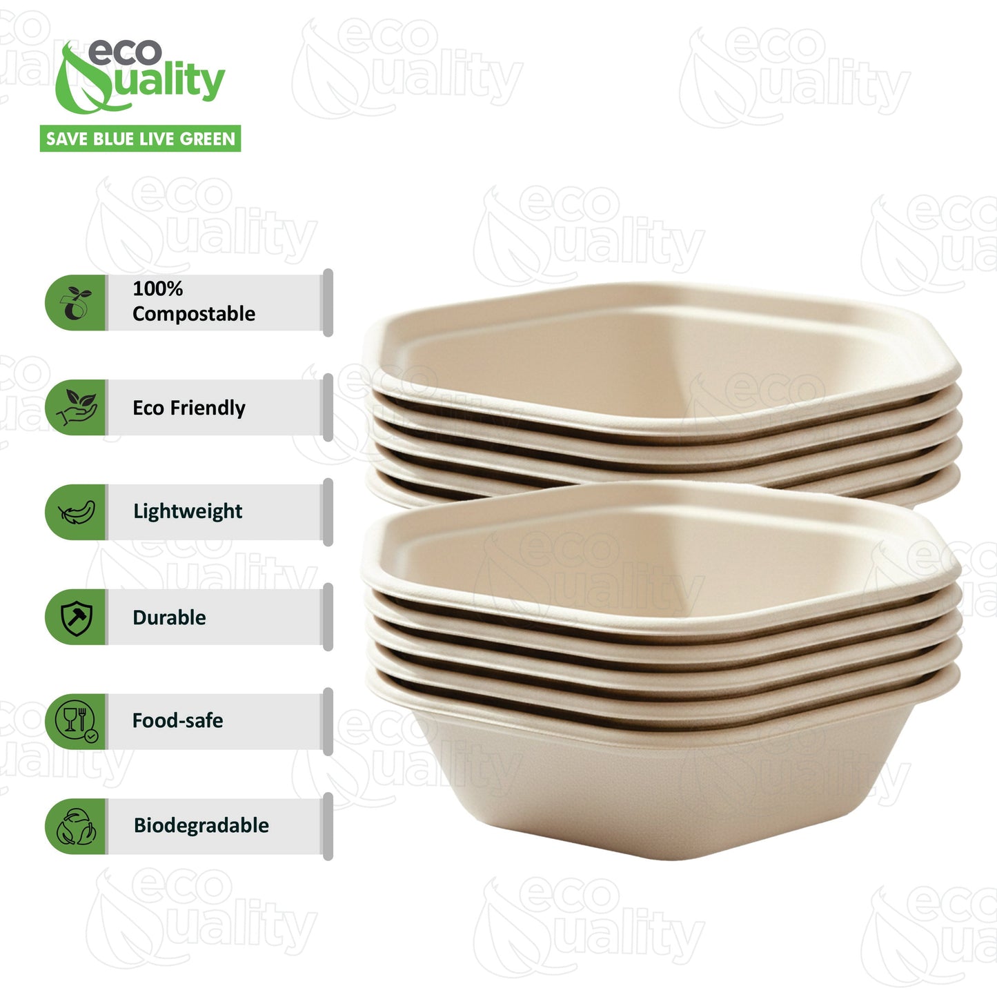 Hexagon 47oz disposable bowl made from sugarcane fiber compostable catering use