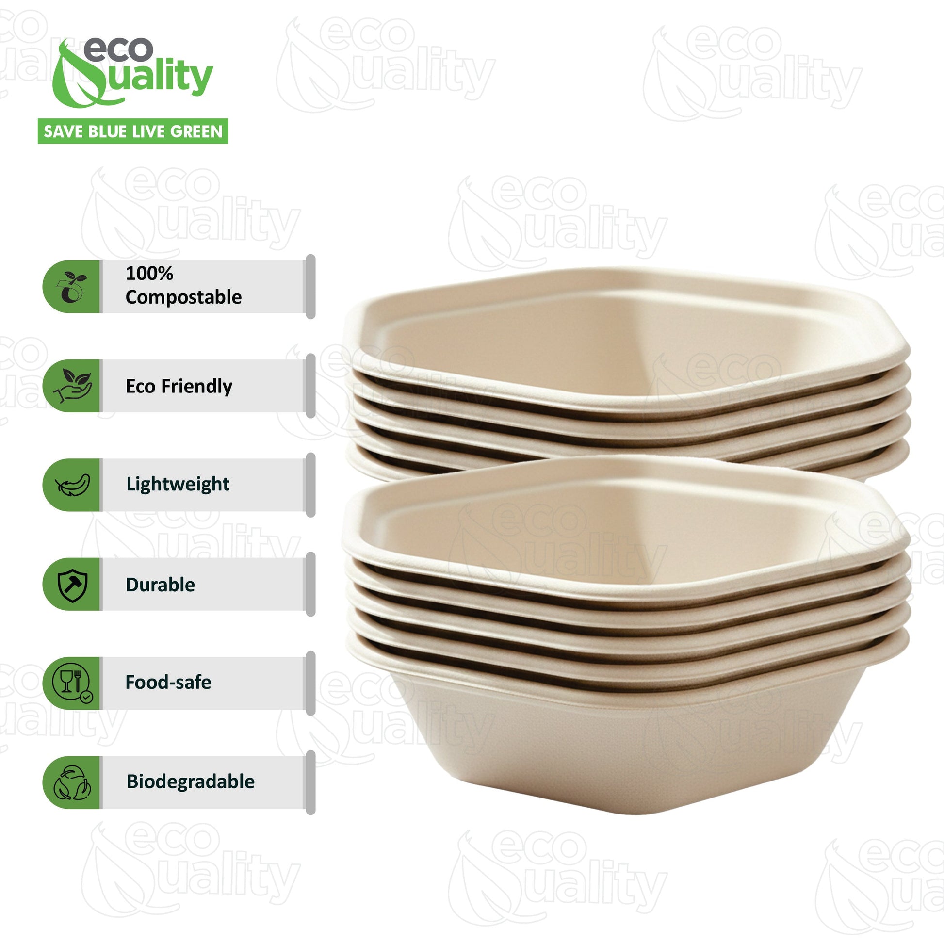 Hexagon 47oz disposable bowl made from sugarcane fiber compostable catering use